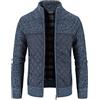 Generic Giacca invernale da uomo imbottita in cotone con colletto alla coreana lavorato a maglia Splice Maglione Cappotto Casual Cardigan Outwear Orsi Veterani Giacca, Blu, 3XL