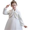 Momooda Cardigan Bambine Ragazze in Pelliccia Sintetica a Maniche Lunghe in Fiore Ragazze Bolero Coprispalle Giacche con Manica Lunga per Matrimonio, 6-8 Anni, Avorio