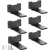 Yeabett 6 supporti per scaffali, 10 cm, carico pesante, 75 kg, colore: nero