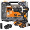 WORX NITRO 18 V (20 V MAX) Trapano avvitatore a batteria WX102.1, PowerShare, Brushless, 60 Nm, Variatore a 2 velocità, Leva di posizione 18+1, Illuminazione a LED, incluse 2 batterie da 2 Ah