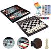 WEofferwhatYOUwant Scacchiera Magnetica 4-in-1 - Scacchi, Dama, Backgammon e Carte - Tavola Pieghevole 36 cm con Pezzi Grandi in Plastica Gioco Portatile per Adulti e Bambini | Regalo Educativo Sicuro