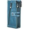 CONTACTS Portafoglio RFID uomo/donna con cerniera, grande capacità, porta carte di credito, portamonete, porta telefono, pochette multifunzione, borsa con 4 zip in vera pelle (blu)