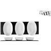 H&h set ardesia con 3 coppe in porcellana ovale cm30x10