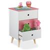 Relaxdays Comodino per la Cameretta dei Bambini, Scaffale a 3 Cassetti, HLP 61,5x38x30 cm, MDF, Legno Pino, Bianco Rosa, Fibra