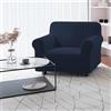 Italian Bed Linen Copridivano FASHIONABLE Estensibile da 65 a 95 cm - Salvadivano Elasticizzato in Poliestere, Cotone ed Elastan, Protezione Divano 1 Posto - BLU SCURO