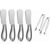 Sweetfamily - Set di 4 spatole per formaggio e 2 mini pinze da portata, in acciaio inox 304, per uso alimentare