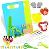 LETTO & TAILOR Coltello per bambini Set di 28 coltelli da cucina di sicurezza per bambini con tagliaverdure, coltello in legno, tagliere