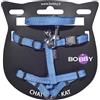 Bobby Safe - Kit Pettorina e Guinzaglio per Gatti, Antifuga, Riflettente, Resistente, Blu, Dimensione Torace 25-38, Spessore fettuccia 1 cm