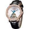 FORSINING Orologio automatico da uomo, casual, meccanico a carica manuale, cinturino in pelle, tourbillon, quadrante grande, luminoso, alla moda, bianco