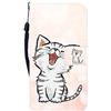 Sunrive Cover Per HUAWEI P10 lite, Custodia con supporto di stand e in Pelle artificiale per carte di credito Portafoglio Flip Chiusura Magnetica Protettiva bumper(Gatto 1)