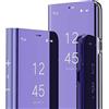 SIYOPINPFY Custodia per Samsung Galaxy Note 10 Plus, Placcatura Specchio Trucco Clear View Cover 360 Corpo Completa Protezione Flip Stand Antiurto Phone Cover per Galaxy Note 10+ Plus Specchio Viola