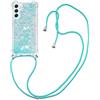 SNCLET Custodia per Samsung Galaxy A25 5G con Cordino Glitter Sabbie Mobili Liquido Custodia Cordino a Tracolla Cordino Regolabile Lanyard Sottile Morbido Silicone Custodia per Samsung A25 5G,Azzurro