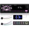 Techschermo Autoradio 1 Din con Bluetooth5.1 - Stereo Auto con EQ, Radio FM, Controllo App, Controllo Vocale, Chiamate a Mani Libere, Ingresso USB/AUX/TF, Memoria di Spegnimento, 7 Colori di Luce + Telecomando