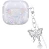 DiyGody Custodia Compatibile con Airpods 4 Generazione con Portachiavi in Farfalla, Cover Protettiva con Disegno di 3D Farfalla Scintillante per Ragazze, Case in TPU Antigraffio Antiurto Antipolvere