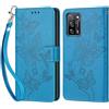 KENHONER Compatibile Cover con Oppo A16s/ Oppo A16 4G,Premium Pelle PU Portafoglio Flip Libro Custodia Cover per Oppo A53s 5G/ Oppo A54S [Protezione Completa] (Blu Farfalla)
