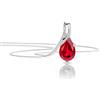 OROVI Collana Donna Oro Bianco 9KT Girocollo con Rubino rosso a goccia 45 cm, gioiello anallergico confezionato in un elegante astuccio portagioie