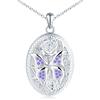 MicLee Collana Ciondoli Foto da Donna in Argento 925 Pendenti Medaglioni de Farfalla Moda Collane Ovale di Farfalla con Zircone Viola Ciondolo Apribile