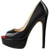 MissHeel Peeptoes - Scarpe da donna con tacco alto e tacco alto con effetto laccato, Pintura Nero, 41 EU