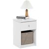 Furinno Lucca, tavolino, Comodino con Un cassetto, Legno ingegnerizzato, Bianco, 1-Confezione