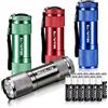 GEARLITE Mini Torcia LED, 4 Pack Alluminio Piccola Torcia Bambini con 12 Batterie AAA, IP65 Impermeabile Torce con Cordino per Campeggio Giovanile Trekking Outdoor