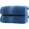 DAWOOWF Confezione da 2 asciugamani Basics, 34 x 74 cm, asciugamani per ospiti, 100% cotone, super morbidi e molto assorbenti, set di asciugamani decorativi per palestra, doccia, hotel, spa (blu +