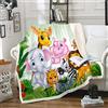 Loussiesd Coperta in pile per bambini, motivo: giraffa, con elefante, leone, zoo, animali da zoo, coperta in peluche, per divano, divano, animali selvatici, decorazione per la stanza, singola 127 x 152,4 cm