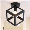 iDEGU Lampada da Soffitto Moderna a Forma di Gabbia Cubo Geometrico Plafoniera Vintage E27 illuminazione per Camera da Letto, Soggiorno, Ristorante,16 cm, Nero