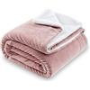 SOCHOW Coperta in Pile Sherpa Waffle, Coperta in Peluche Reversibile Super Soft Fuzzy Calda, Leggera e Soffice per Divano Letto Grigio Rosa 220 x 240 cm