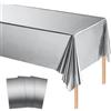 MORAINJAY 3pz Tovaglia Argento Metallizzata in Alluminio, 137x274cm, Tovaglia Rettangolare per Compleanno, Matrimonio, Natale, Decorazioni Tavola