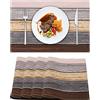 Hanrunsi Tovagliette Set di 4 Tovaglietta Americana Lino Resistente al Calore Antiscivolo e Lavabile per Tavola e Cucina Strisce di Legno Marrone Grigio Design 45 X 32 cm Tovagliette All'americana (Marrone)