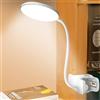 SPORWAY Lampada da Scrivania con Pinza, Lampada da Lettura LED Ricaricabile con Regolazione Touch, Collo di Cigno Flessibile a 360° Lampada Clip, 3 Colori e Dimmerabile Regolabile per Studio, Lavoro