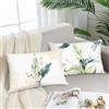 Bonhause Federe per Cuscini Foglie Tropicali 30 x 50 cm Copricuscini Decorativi Foglie Verde e Rosa Federa per Cuscino Divano Letto Casa Decorazione Set di 2