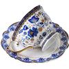 fanquare Tazza di Caffè e Piattino in Bone China di Fiori Blu, Vintage Tazza da Tè in Porcellana, 200 ml