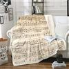 Loussiesd Coperta in pile con motivo note musicali classica a tema musicale per divano letto divano stile retrò stile personale coperta Sherpa resistente alle macchie geometrica a righe decorazione
