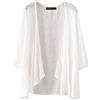 ZANZEA Donna Cardigan Estivo Casual Bianca Camicetta Maniche 3/4 in Tinta Unita Scialle Corto Cardigan Spiaggia Top 03-Bianco M