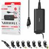 Hama Alimentatore di rete per computer portatile 15 V, 19 V, 90 W (alimentatore universale per laptop, caricatore portatile con 8 connettori per notebook per modelli comuni, alimentatore di rete per