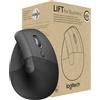 Logitech Lift For Business, Mouse Verticale Ergonomico, Wireless, Bluetooth, USB Secured Logi Bolt, Clic Silenziosi, Certificazione Globale, Windows/Mac/Chrome/Linux - Graphite
