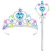 HOTUT Accessori Principessa Bella, Principessa Corona e Principessa Bacchetta, Cerchietto per Capelli con Corona Luminosa, Accessori Abito per Carnival Birthday Party Festa di Halloween