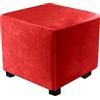 LIULIWEIFA Copri Pouf Fodera Poggiapiedi Quadrati Elasticizzato Copri Ottomano Quadrato Copri Sgabello Copri Pouf Poggiapiedi Quadrato Copri Sgabello Fodera per Poggiapiedi,Rosso,45x45cm