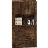 Tidyard Credenza Rovere Fumo in Legno Multistrato,Credenza Soggiorno Cucina,Arredamento da Cucina,Credenza Alta per Cucina,Credenza Combinato,Armadio Sospeso+Mobile Credenza,Convenienza Madia