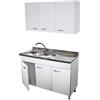 Arredobagno e Cucine Mobile Cucina 3 Ante con lavello Inox Sinistro 120, con scolapiatti e pensile, Bianco