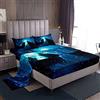 Loussiesd Wolf Set letto Galaxy Safari Coppia di Lupo Set di lenzuola per bambini Ragazzi Ragazze Universo Lupo ululato Lenzuola 3D Animale Blu Nero Lenzuola Camera 4 Pezzi Matrimoniali Dimensioni