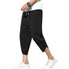 DSJJ Pantaloncini Uomo Cotone Lino Casual Bermuda 3/4 Cargo Shorts Vintage Baggy Coulisse Jogging Pantaloncini (Nero,M)