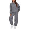 AMDOLE Tuta completa da donna UK 2 pezzi Co Ord Set Outfits Felpa con cappuccio e pantaloni della tuta Jogger Set Ladies Gym Activewear Y2k Lounge Wear, Nero , 3XL