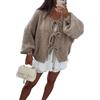 Agiyenna Cardigan con Allacciatura da Donna sul Davanti Giacca Invernale Casual Tinta Unita Sciolto Girocollo Calda alla Moda Giacca a Maniche Lunghe Lavorata a Maglia Elegante Cardigan Y2K con Fiocco