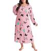 Generic Camicia da Notte Donna Abito da Notte Lungo da, Ampio, Ampio, a Maniche Lunghe, con Stampa di Farfalle e Spalle cadenti Camicia da Notte Donna Invernale Calda (Red, XXL)