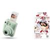 instax Fujifilm instax mini 12 Mint Green - Macchina Fotografica Istantanea & instax mini film 10 shot pack, bordo CUORI