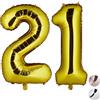 Relaxdays Palloncini Giganti in Foil con Numero 21 per Ventunesimo Compleanno, da Appendere, XXL, Pellicola, Gold, H x B x T: ca. 85 x 50 x 17 cm