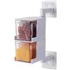Local Makes A Comeback - Scatola porta spezie in plastica con cucchiaio, girevole, senza chiodi da cucina 2 strati bianchi
