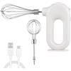 HERCHR Frusta per panna senza fili portatile 4 velocità, Sbattitore manuale senza fili Mini frullino per le uova elettrico,impastatrici a frusta ricaricabili tramite USB, Regolabile Frusta Elettrica(Bianco)